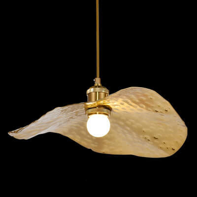 Modern Creative Golden Bronze Color Lotus Leaf Shape 1-Light Hanging Lamp-Orizon Depot
