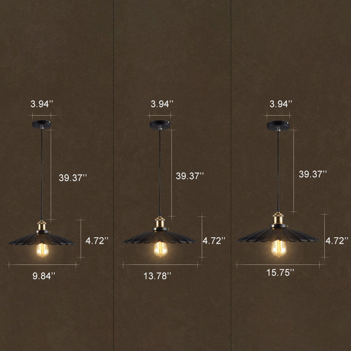 Vintage Industrial Iron Scalloped Shade Shape 1-Light Pendant Lamp-Orizon Depot