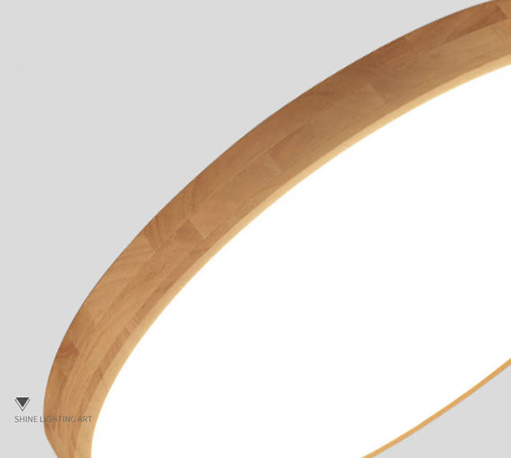 Nordic Solid Wooden Round Ultra-Thin LED Flush Mount Ceiling Lamp for Modern Homes-Orizon Depot
