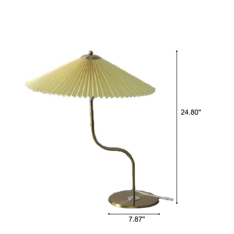 Retro Pleated Umbrella Shaped Table Lamp 1-Light Decorative Desk Light