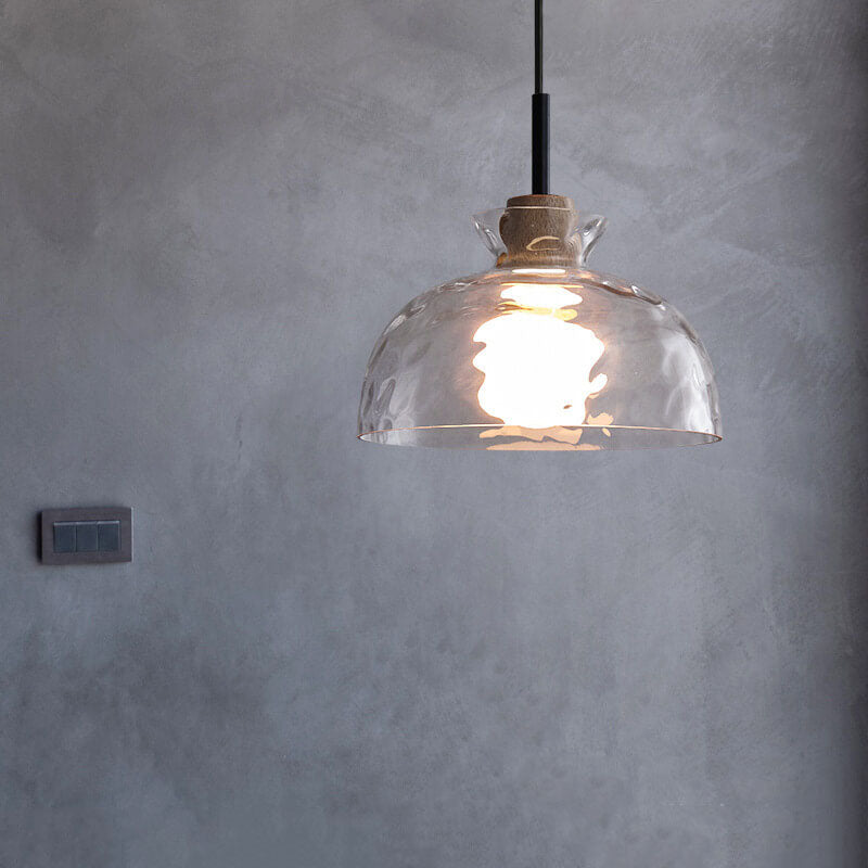 Modern Nordic Clear Rippled Glass Shaded 1-Lamp Pendant Light-Orizon Depot