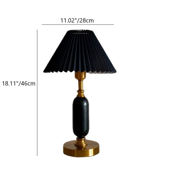Retro Pleated Shade Column Base Table Lamp 1-Light Standing Desk Lamp