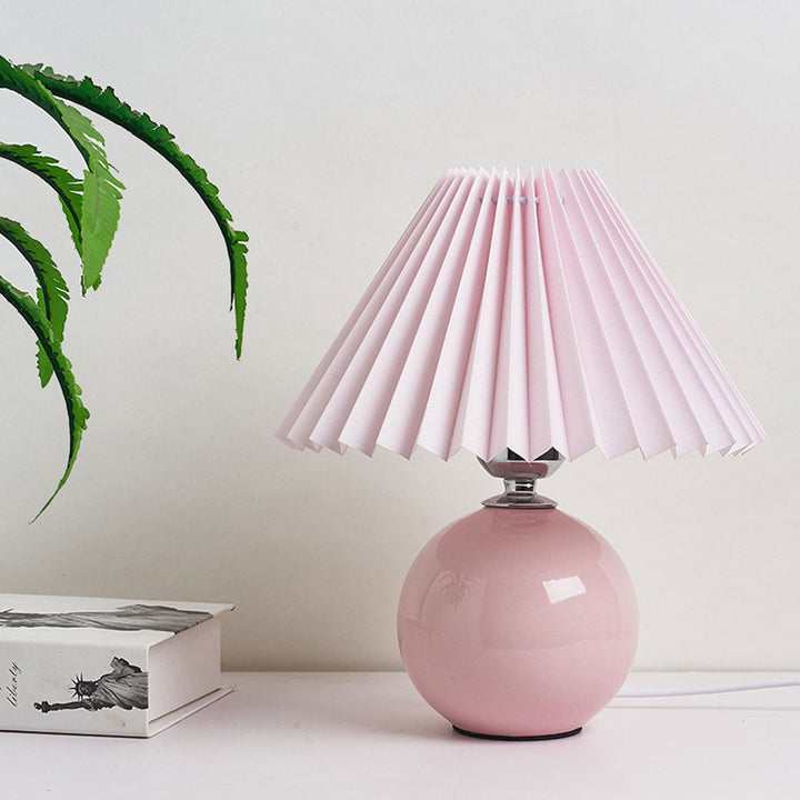 Nordic Minimalist Ceramic Table Lamp Pleated Shade 1-Light-Orizon Depot