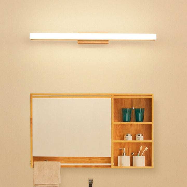 Nordic Minimalist Wooden Linear LED Vanity Wall Sconce Lamp-Orizon Depot