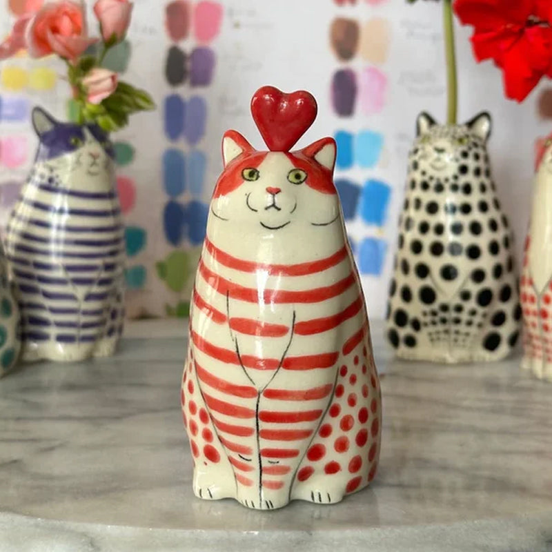Dotted Cat Vase - Unique Decorative Ceramic Flower Holder-Orizon Depot