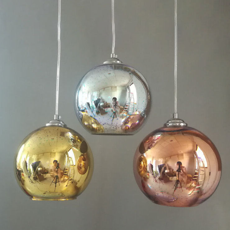 Modern Colorful Fireworks Glass Dome 1-Light Hanging Pendant Lamp-Orizon Depot