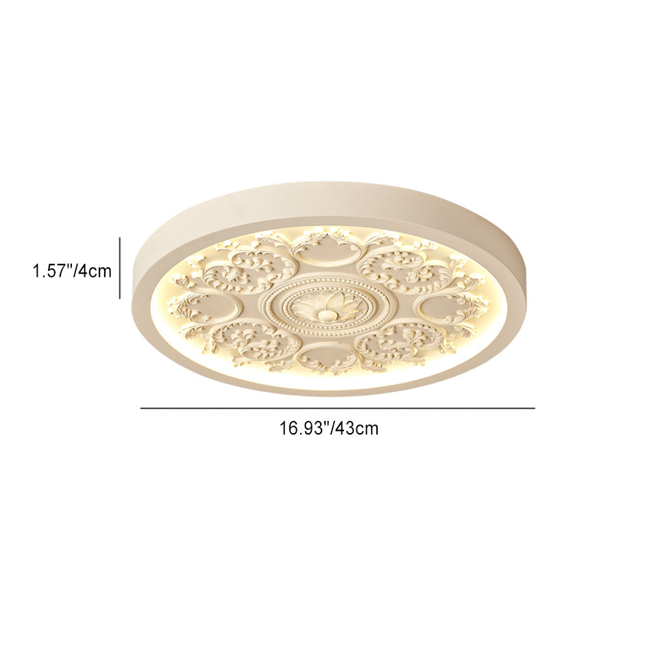 Modern Simplistic Carved Iron Resin Acrylic LED Flush Mount Ceiling Lamp For Bedroom-Orizon Depot