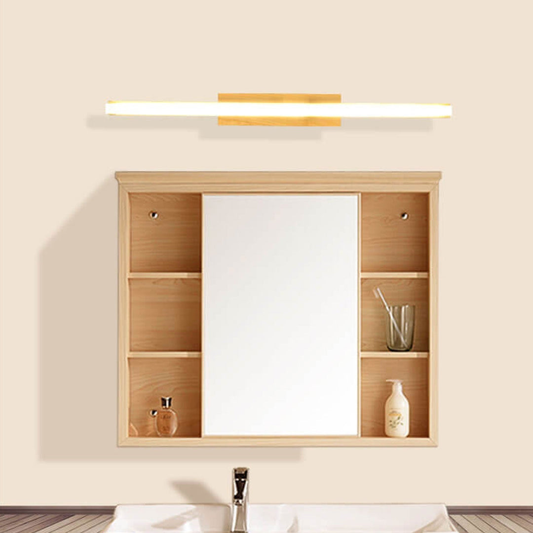 Nordic Minimalist Log Wood Strip LED Vanity Wall Sconce Lamp-Orizon Depot