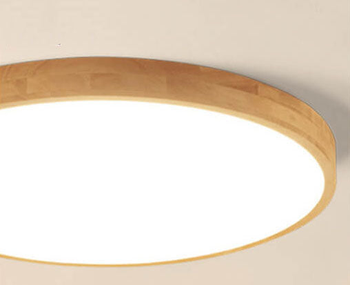 Nordic Solid Wooden Round Ultra-Thin LED Flush Mount Ceiling Lamp for Modern Homes-Orizon Depot