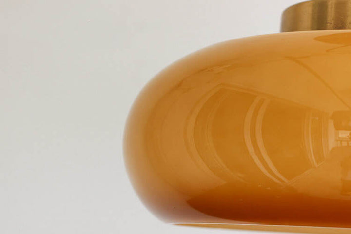 Vintage Brass Yellow Glass 1-Light Semi-Flush Mount Ceiling Lamp-Orizon Depot