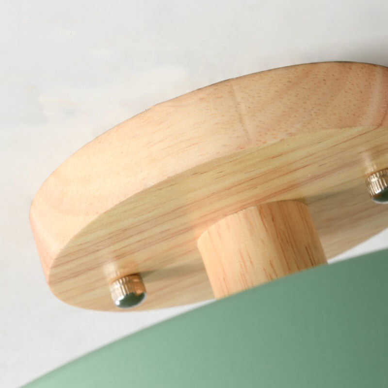 Nordic Minimalist Wood Log Round LED Ceiling Light Fixture