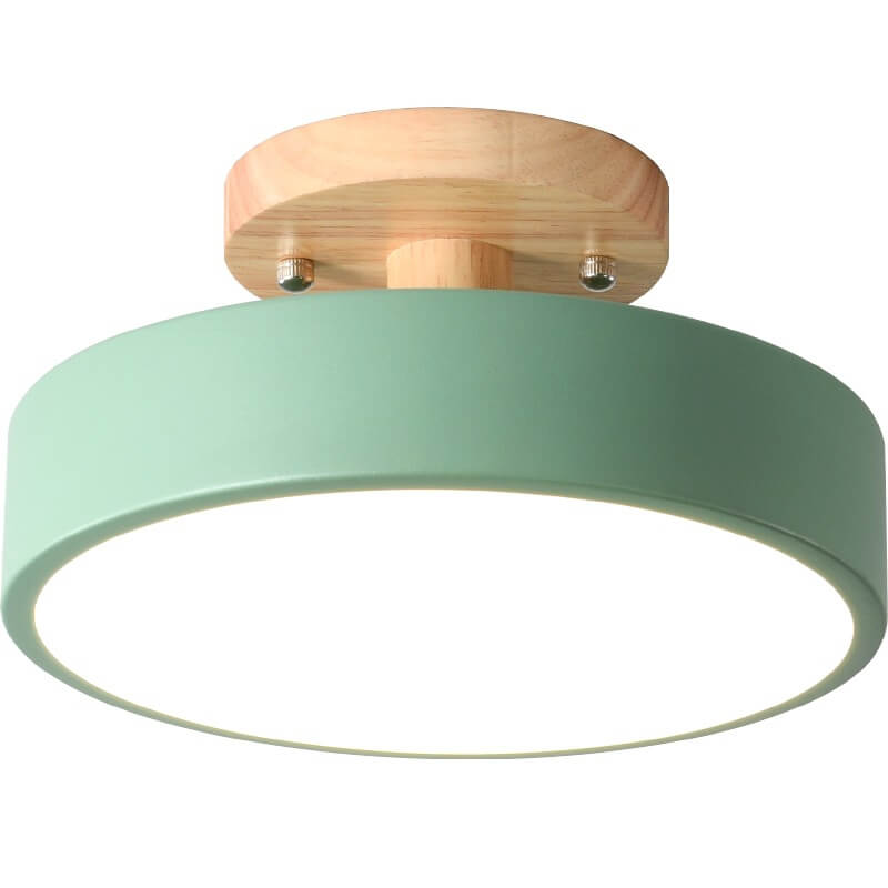 Nordic Minimalist Wood Log Round LED Ceiling Light Fixture