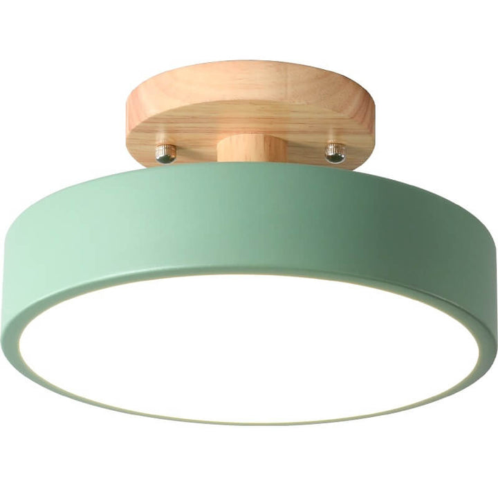 Nordic Minimalist Wood Log Round LED Ceiling Light Fixture-Orizon Depot