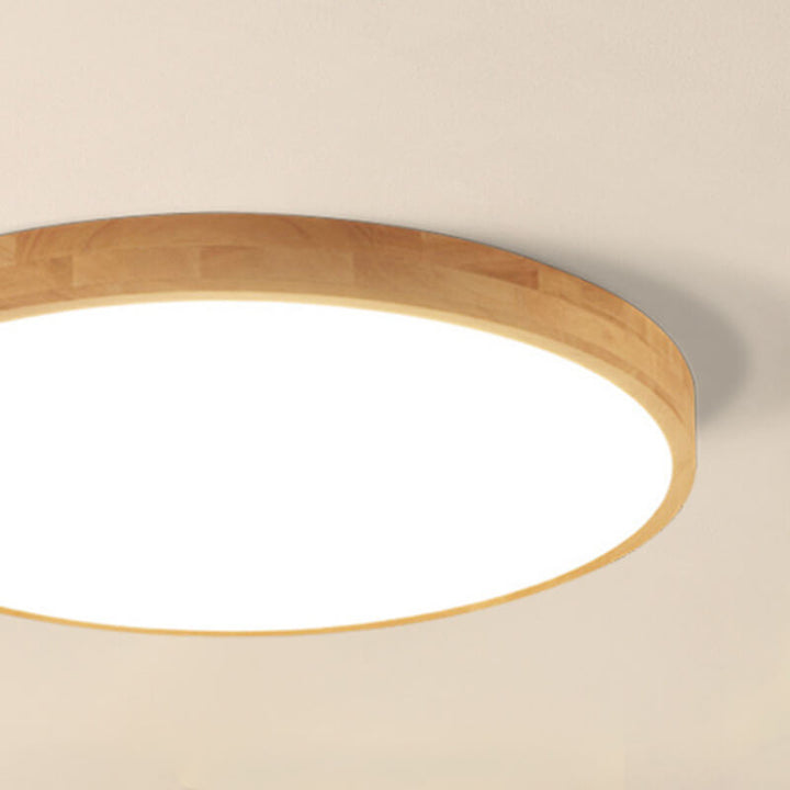 Nordic Solid Wooden Round Ultra-Thin LED Flush Mount Ceiling Lamp for Modern Homes-Orizon Depot