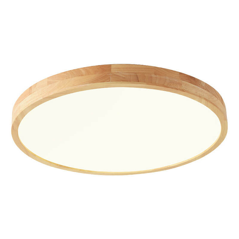 Nordic Solid Wooden Round Ultra-Thin LED Flush Mount Ceiling Lamp for Modern Homes-Orizon Depot