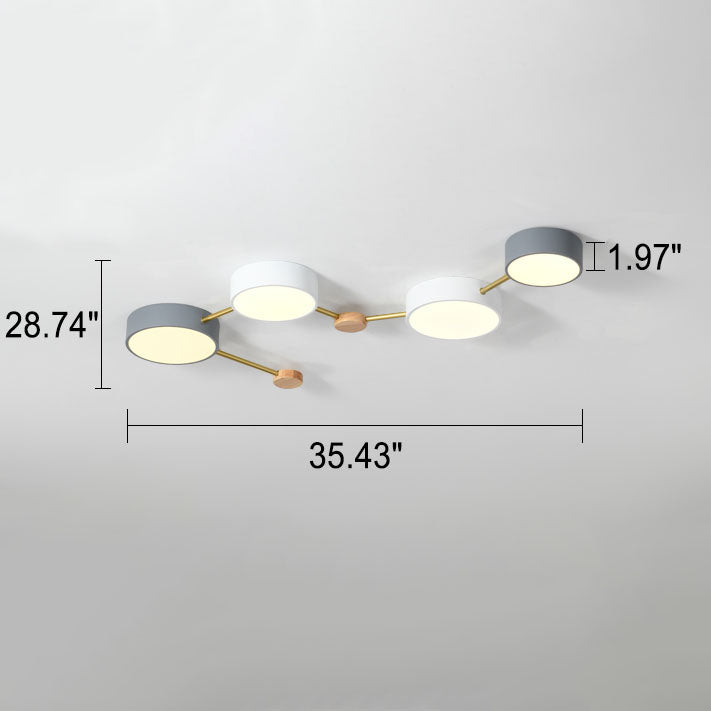 Scandinavian Style Solid Wood Iron LED Multi Flush Mount Ceiling Lamp-Orizon Depot
