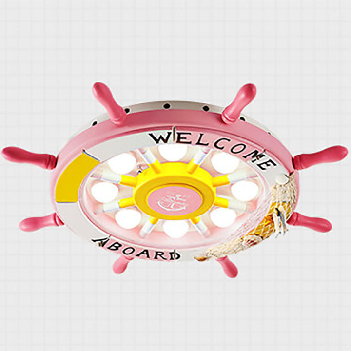 Modern Creative Cartoon Plastic Sailboat Helmsman LED Flush Mount Ceiling Lamp-Orizon Depot