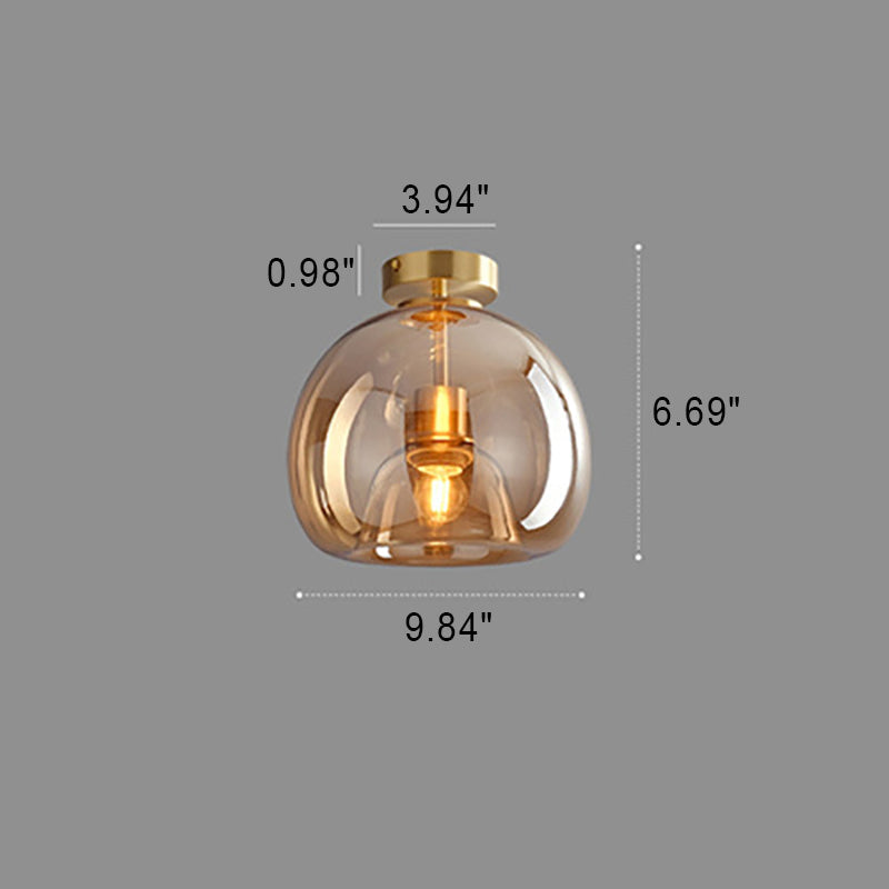 Nordic Light Luxury Round Glass Ball 1-Light Semi-Flush Mount Ceiling Lamp