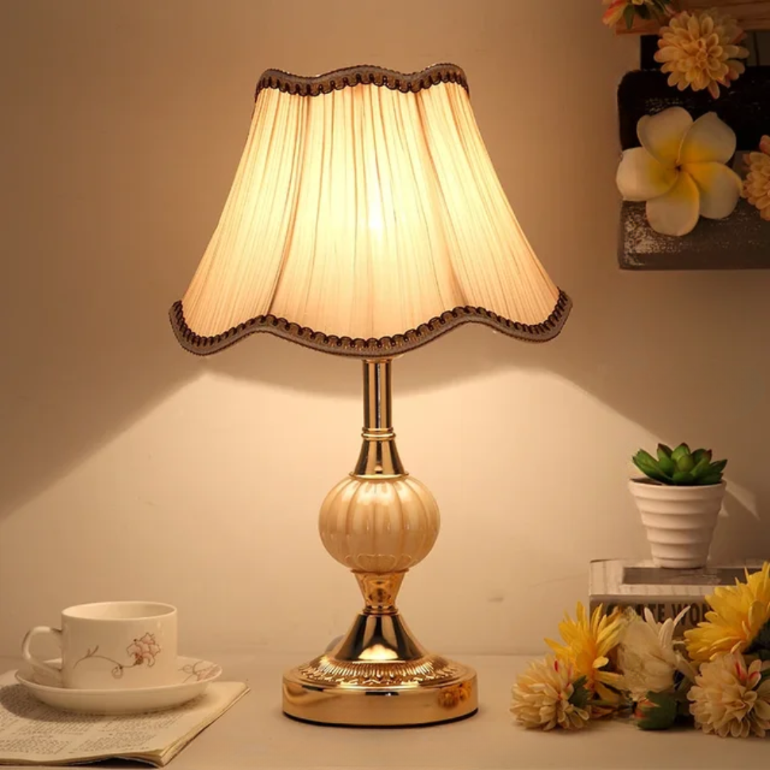 Vintage Scandinavian Table Lamp with Elegant Floral Design