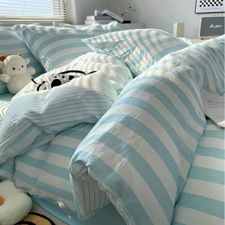 Classic Striped 4-Piece Duvet Cover and Sheet Bedding Set-Orizon Depot