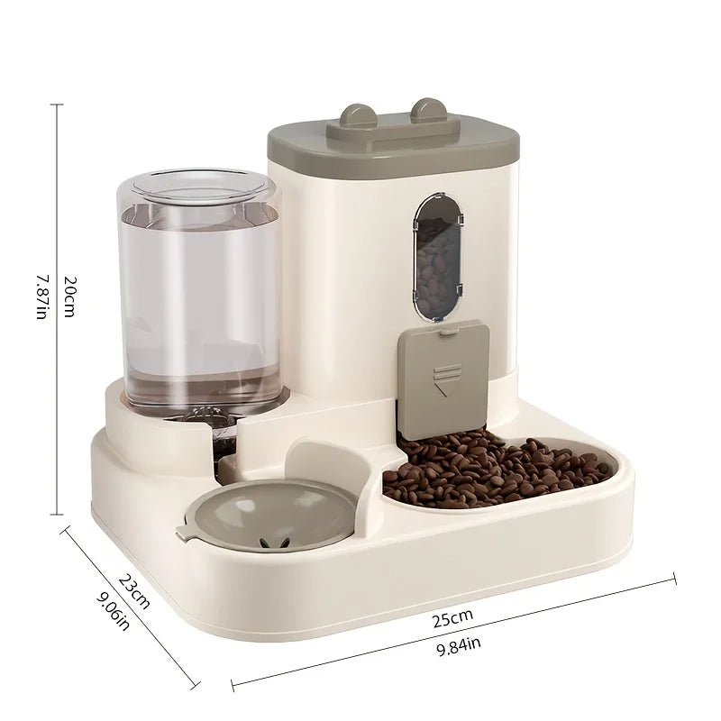 Dual Pet Feeder with Water Dispenser for Dogs and Cats