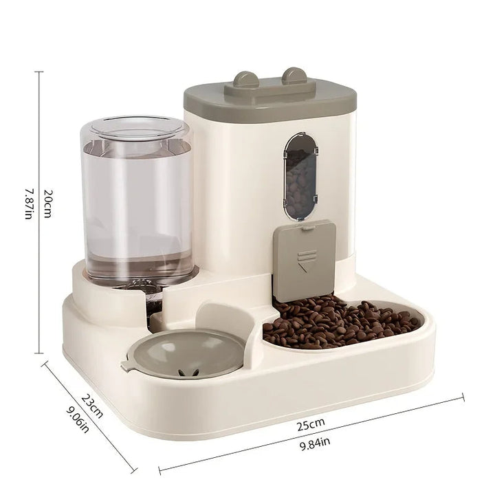 Dual Pet Feeder with Water Dispenser for Dogs and Cats