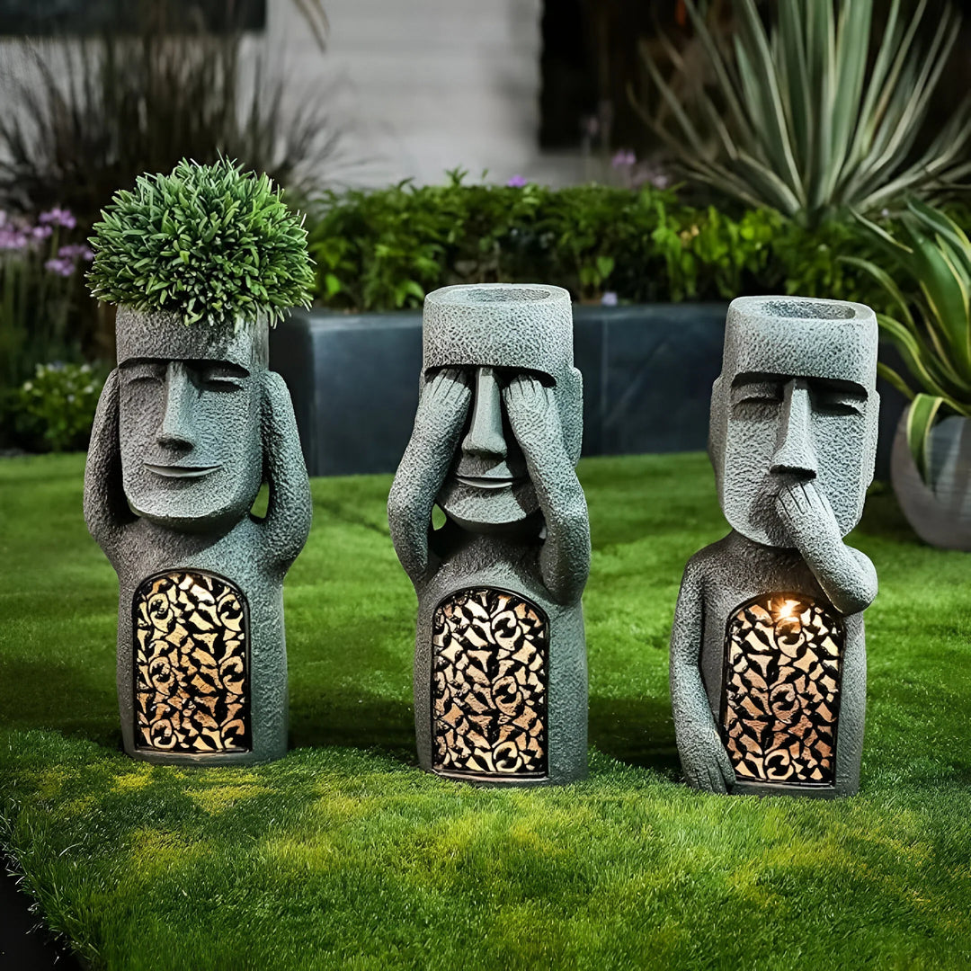 Solar LED Face Planter for Indoor Decoration and Unique Lighting-Orizon Depot