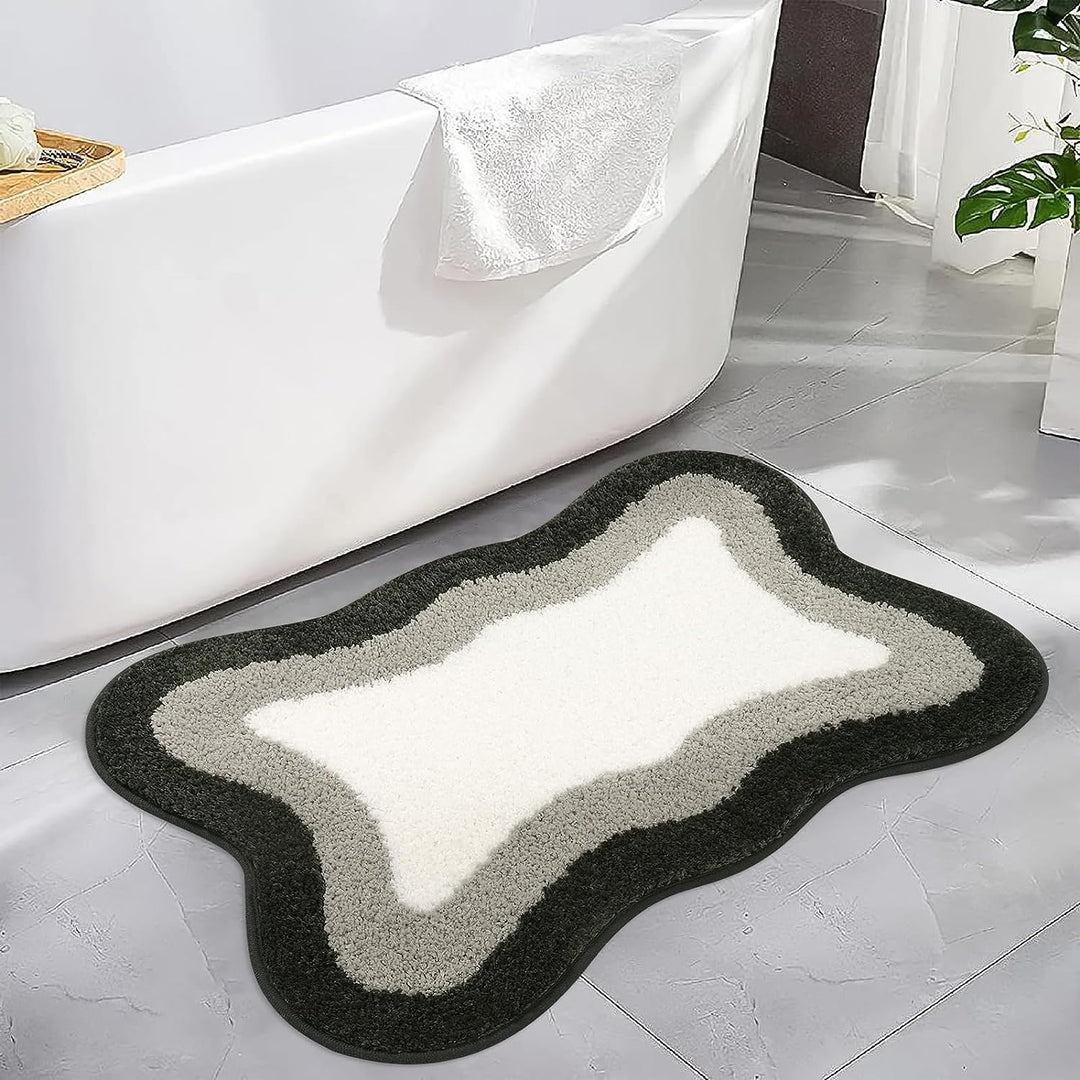 Black Gradient Bath Mats - Non-Slip Irregular Carpet for Bathrooms-Orizon Depot