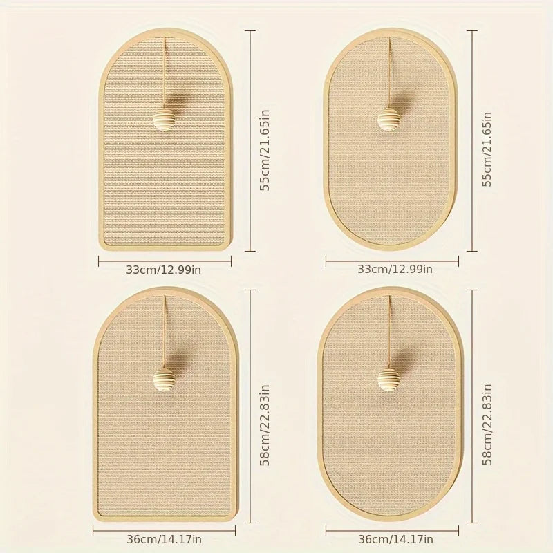 3-in-1 Wall Mounted Cat Scratch Pad Made of Sisal Material