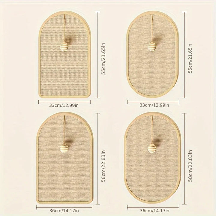 3-in-1 Wall Mounted Cat Scratch Pad Made of Sisal Material