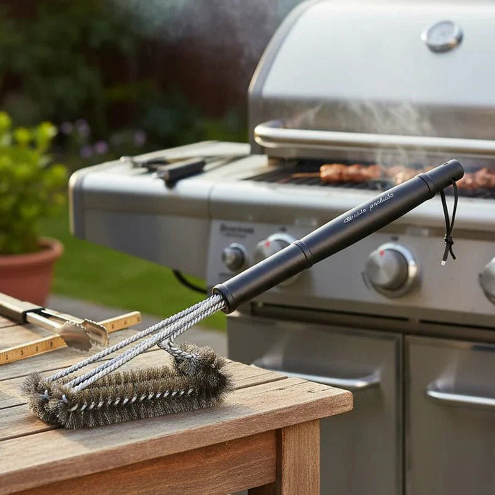 Stainless Steel BBQ Grill Grate Cleaning Brush | Removes Residue | Secure Grip