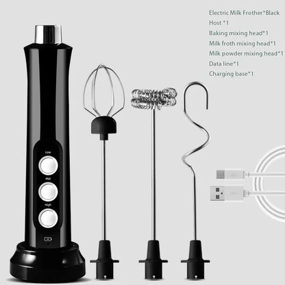 3-in-1 Rechargeable Electric Milk Frother Handheld Drink Mixer-Orizon Depot