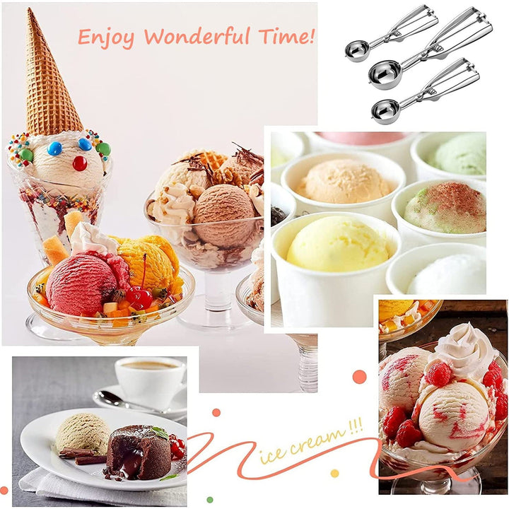Stainless Steel Cookie Scooper Set with Trigger - 3 Pieces-Orizon Depot