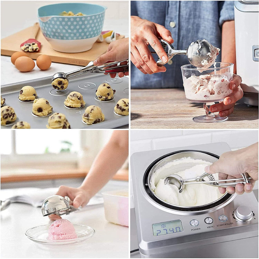 Stainless Steel Cookie Scooper Set with Trigger - 3 Pieces-Orizon Depot