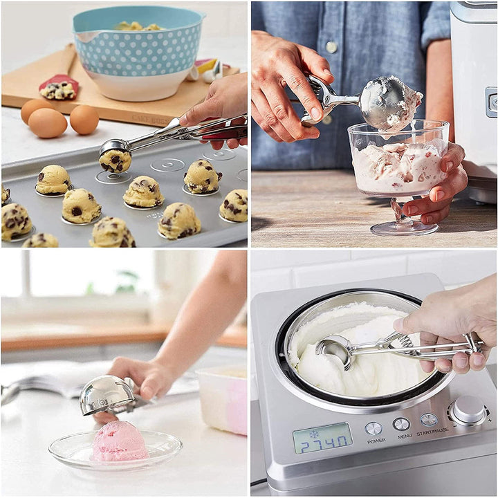 Stainless Steel Cookie Scooper Set with Trigger - 3 Pieces-Orizon Depot