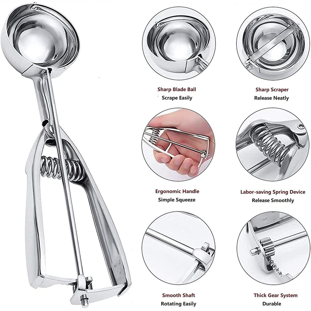 Stainless Steel Cookie Scooper Set with Trigger - 3 Pieces-Orizon Depot