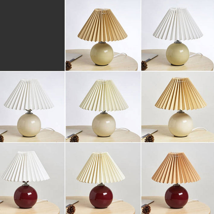 Nordic Minimalist Ceramic Table Lamp Pleated Shade 1-Light-Orizon Depot