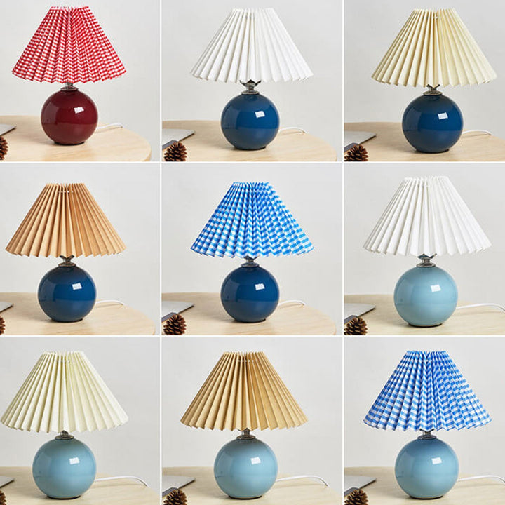 Nordic Minimalist Ceramic Table Lamp Pleated Shade 1-Light-Orizon Depot