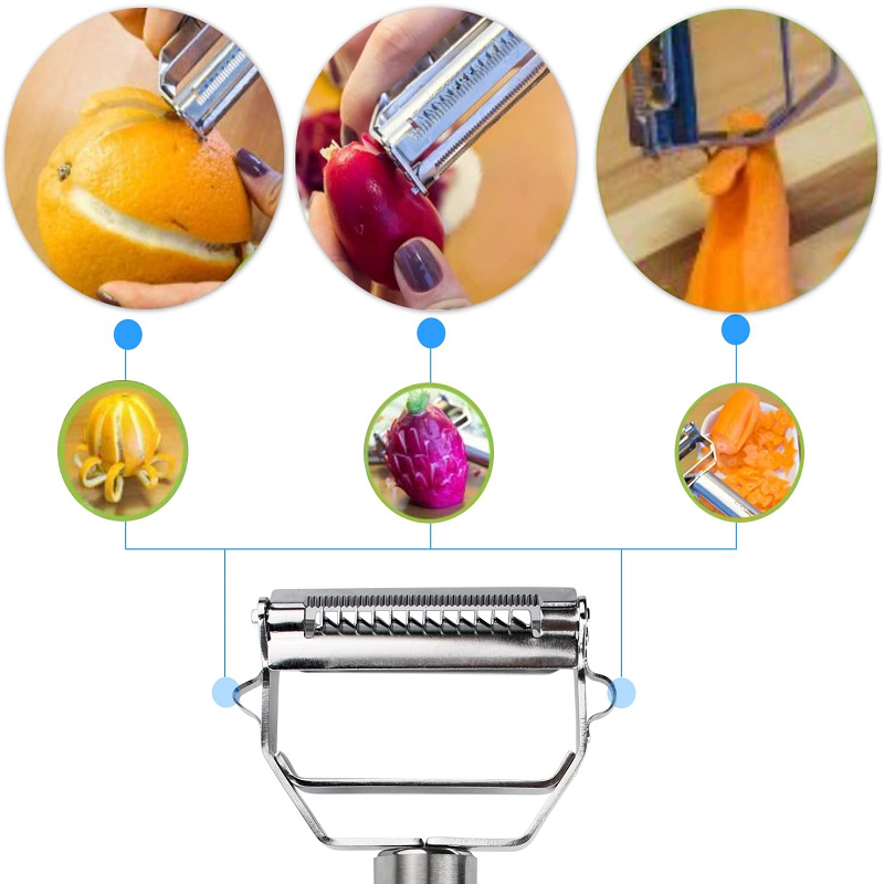 Stainless Steel Vegetable Peeler with Dual Blades for Easy Cutting