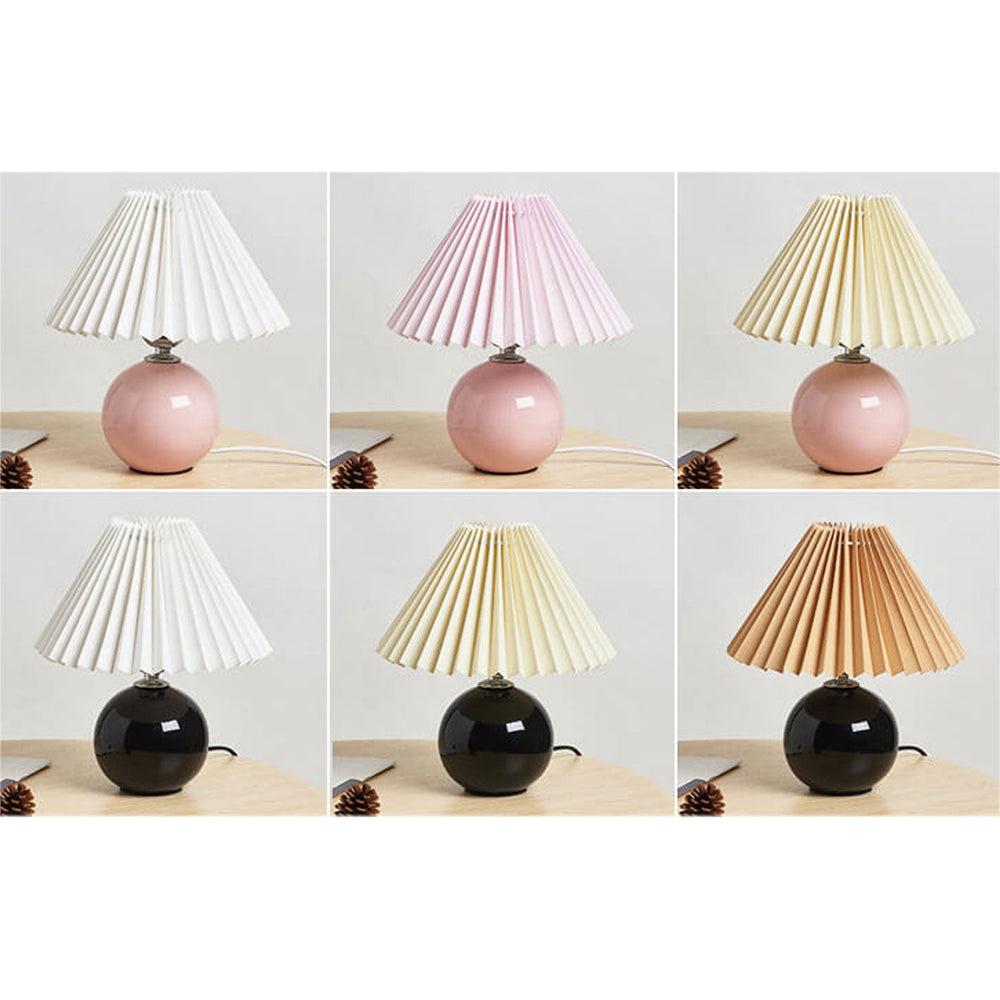 Nordic Minimalist Ceramic Table Lamp Pleated Shade 1-Light-Orizon Depot