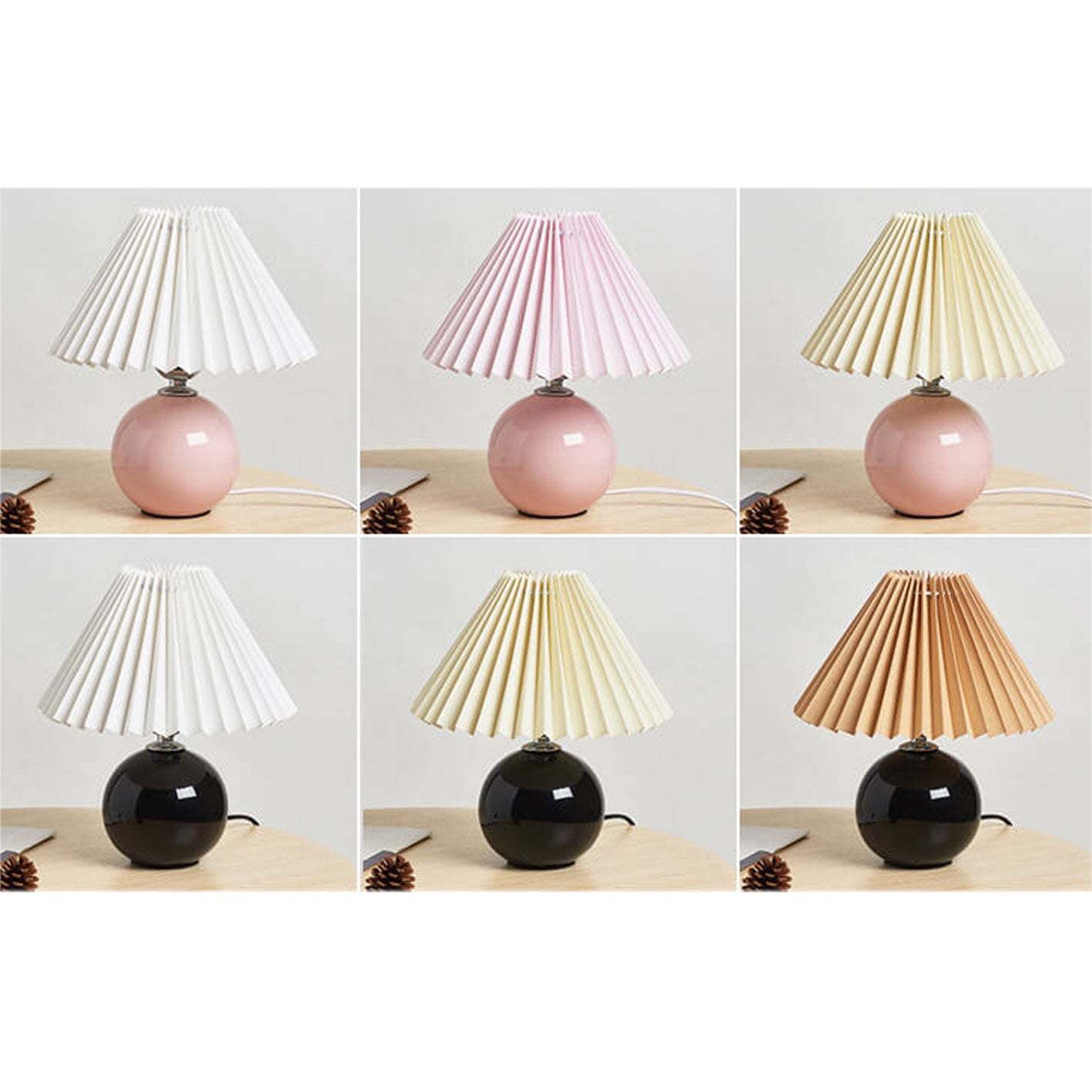 Nordic Minimalist Ceramic Table Lamp Pleated Shade 1-Light