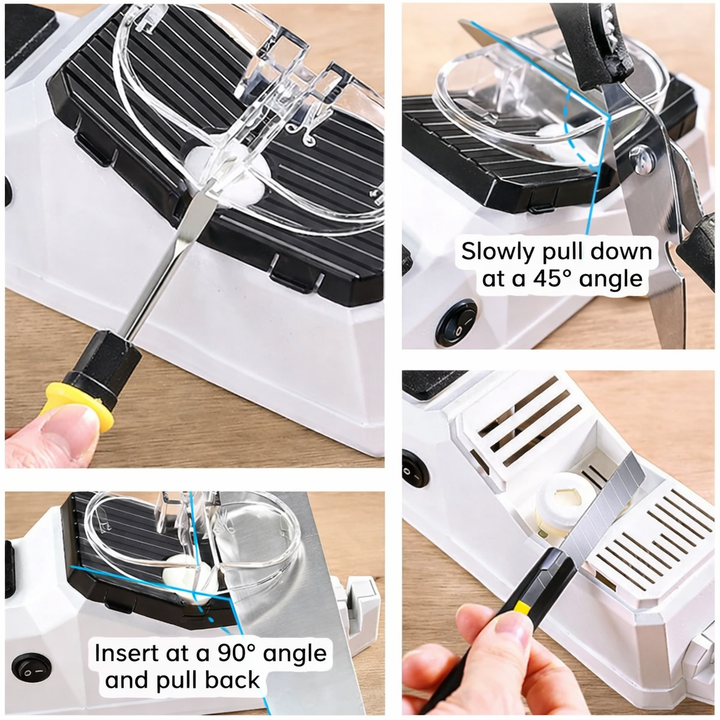 Two-Stage Knife Sharpener with Stable Guide Slots for Better Cutting