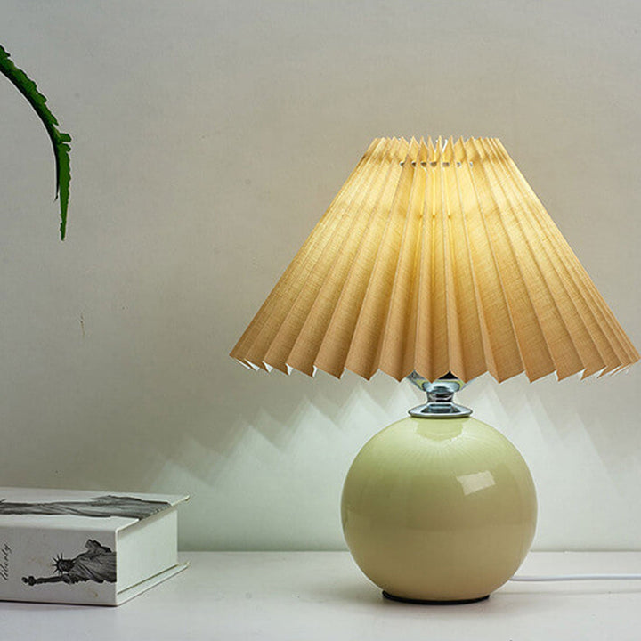 Nordic Minimalist Ceramic Table Lamp Pleated Shade 1-Light-Orizon Depot