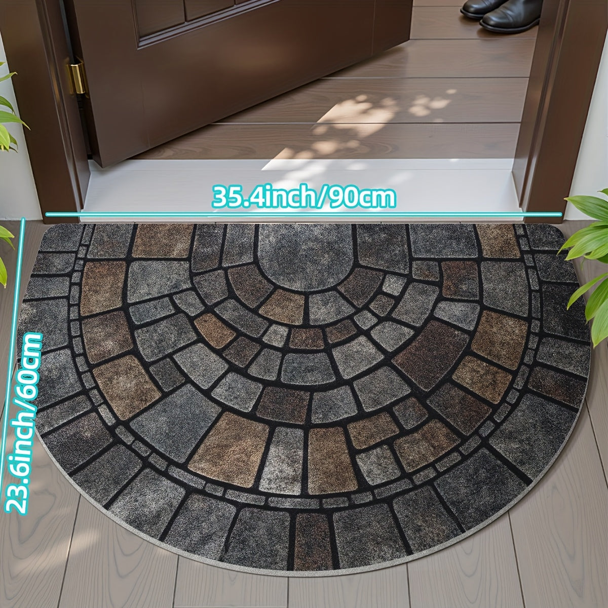 Half-Circle Mosaic Welcome Mat | Versatile Indoor & Outdoor Use-Orizon Depot