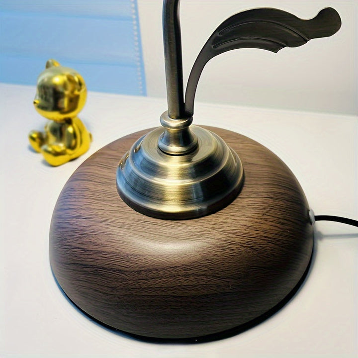 Antique Brass Goose Neck Table Lamp | USB Bedside Light