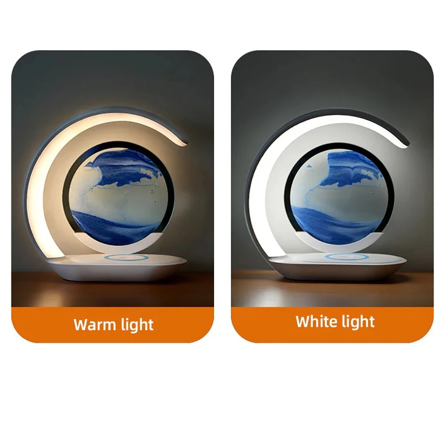 3D Sand Art Table Lamp with Wireless Charger and LED Light-Orizon Depot
