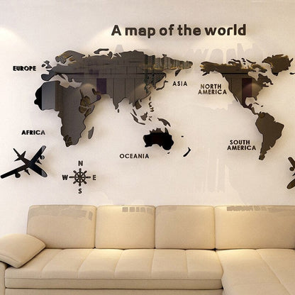 3D World Map Wall Sticker for Home Decor-Orizon Depot