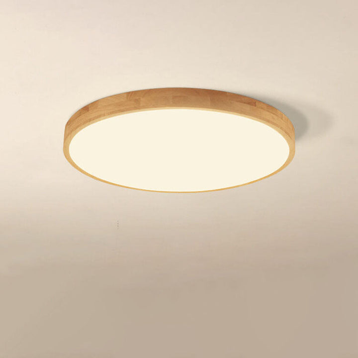Nordic Solid Wooden Round Ultra-Thin LED Flush Mount Ceiling Lamp for Modern Homes-Orizon Depot