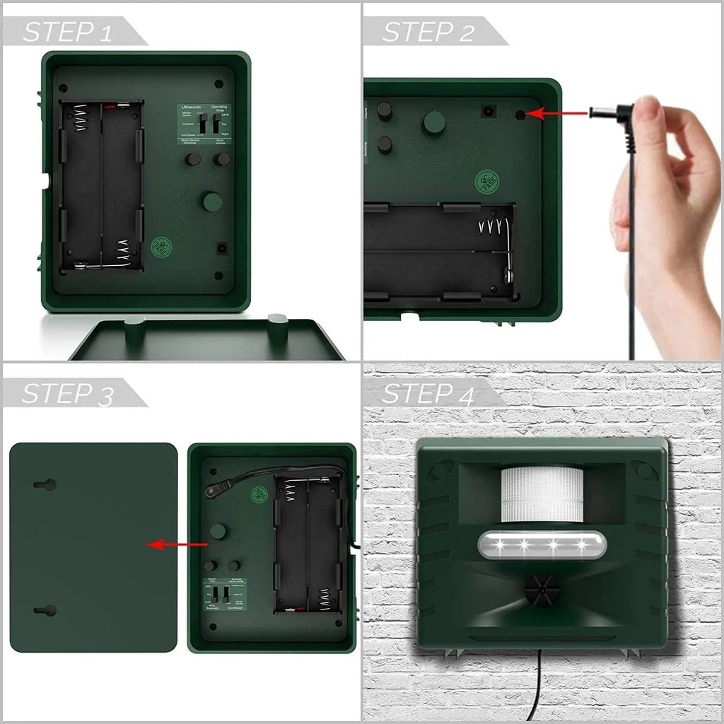 Ultrasonic Bird Repeller for Woodpeckers - Outdoor Pest Control Device