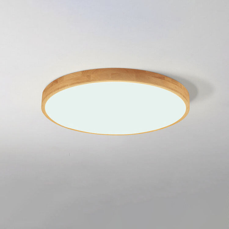 Nordic Solid Wooden Round Ultra-Thin LED Flush Mount Ceiling Lamp for Modern Homes-Orizon Depot